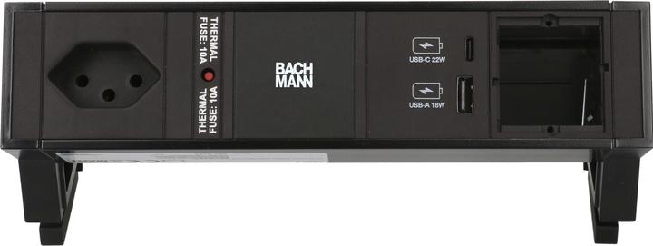 Produktbild Bachmann Tischsteckdosenleiste DESK 2, 1x T13, 1x USB A/C, 1x Custom (1 x, USB-A, USB-C, Typ 13, 0.20 m)