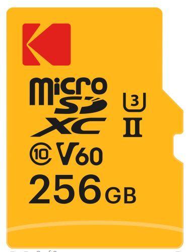 Actual product image Kodak mSD 256GB UHS-II U3 V60 Pro +adapt (256 GB, microSDXC, U3, UHS-II)