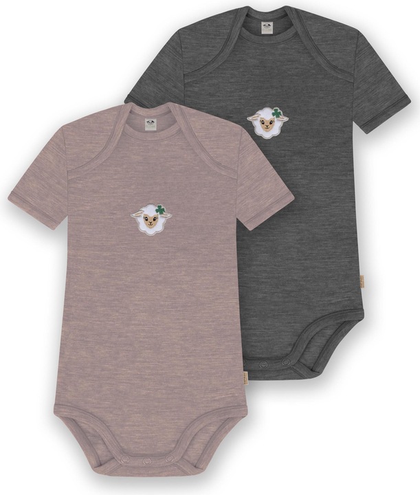 Actual product image Normani Set of 2 baby merino bodysuit short sleeves "Tauranga" - 9297 (86)