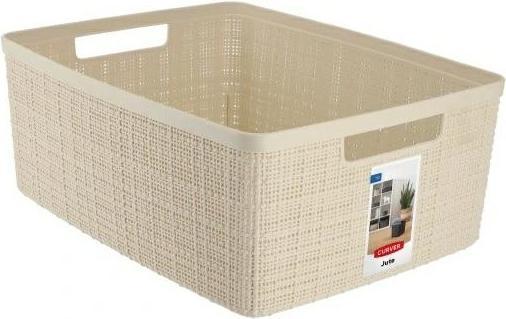 Immagine prodotto Curver Cestino in iuta 100% plastica riciclata rettangolare, bianco rosso, M: 12 l (12 l)