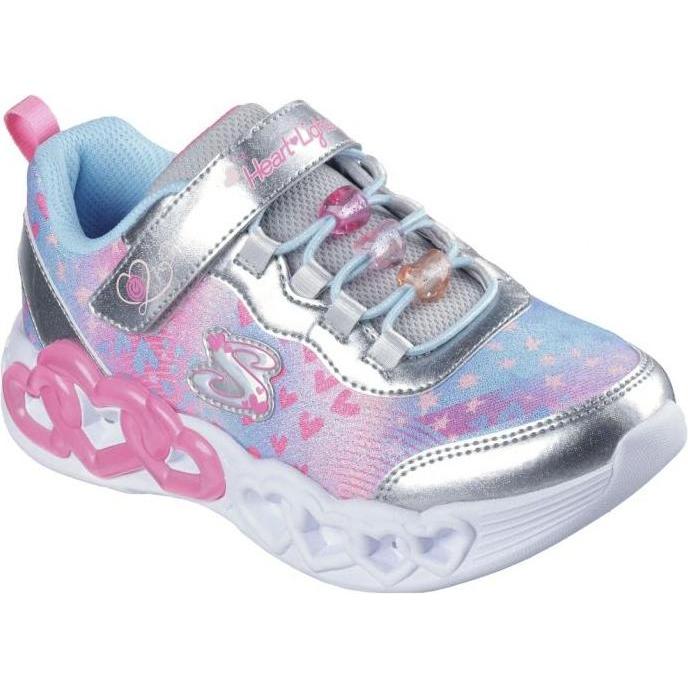 Skechers, Bambine, Sneaker, Infinite Heart Jewels Schuhe, Grigio, Multicolore, Argento, (28.5)