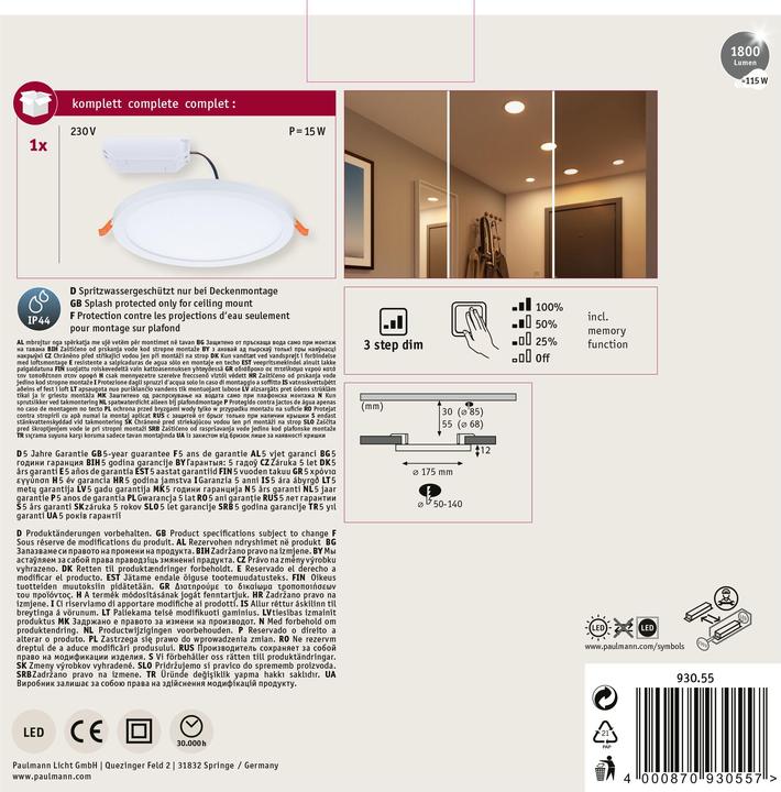 Actual product image Paulmann Built-in panel Areo VariFit (1800 lm)