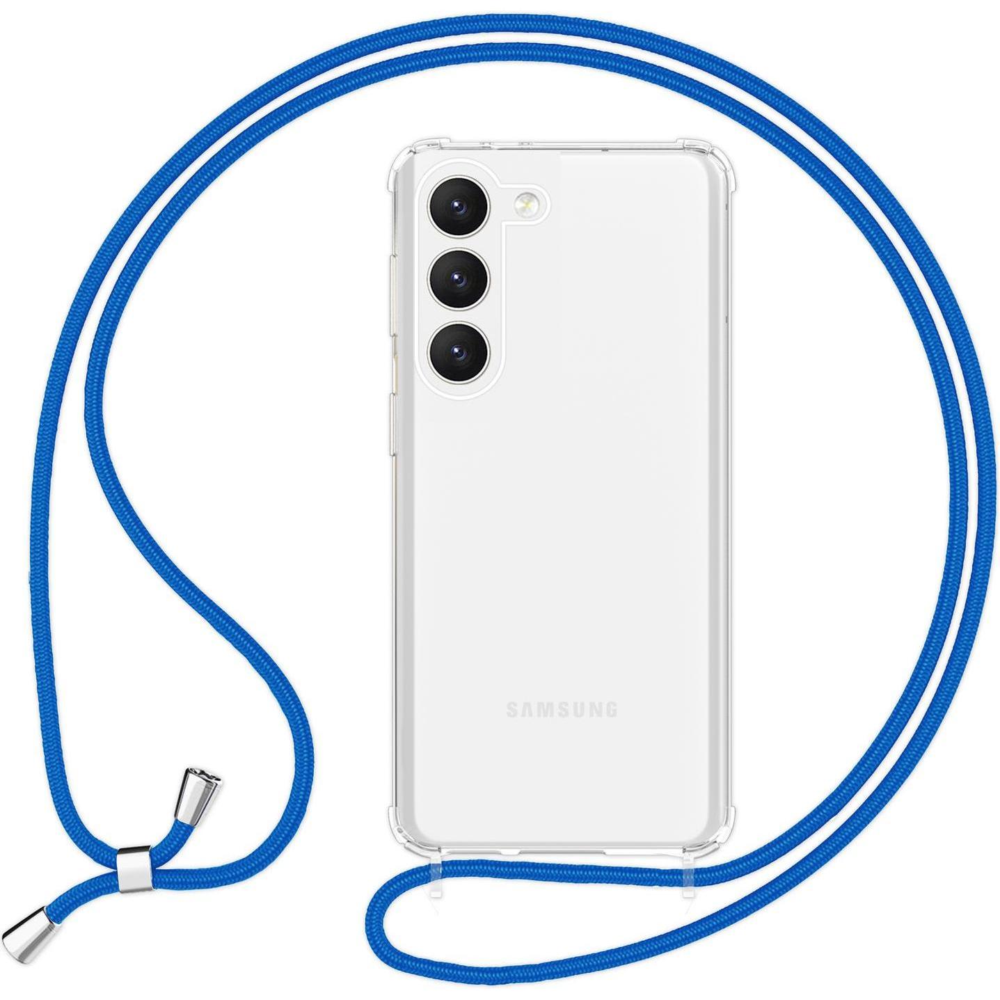 Nalia Klare Hybrid Hülle mit Kette zum Umhängen, Handykette, Blau
