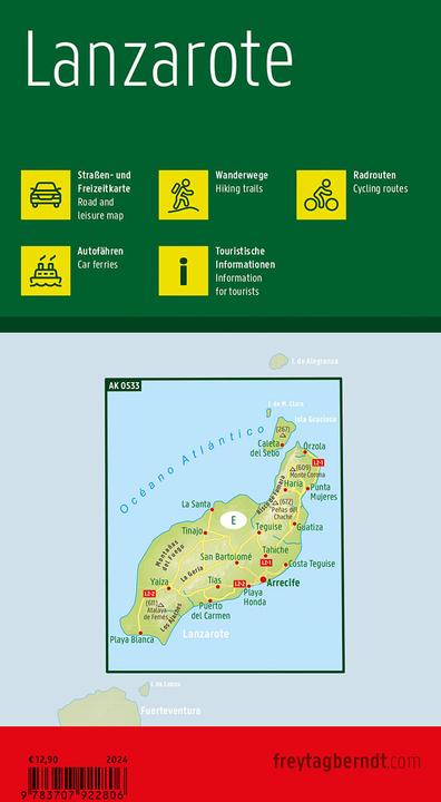 Produktbild Lanzarote, Strassen- und Freizeitkarte 1:75.000, freytag & berndt