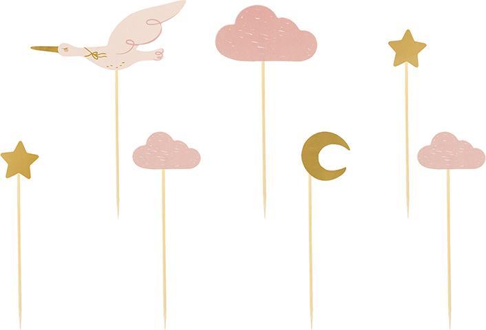 Actual product image Partydeco Cupcake toppers - Stork, 11-12 cm (1 pkt / 7 pc.) (7 Piece)