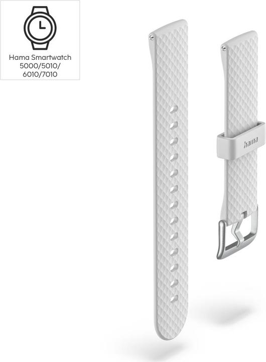 Produktbild Hama Armband zum Wechseln für Smartwatch 5010, Silikon, Grau (Edelstahl, Silikon)