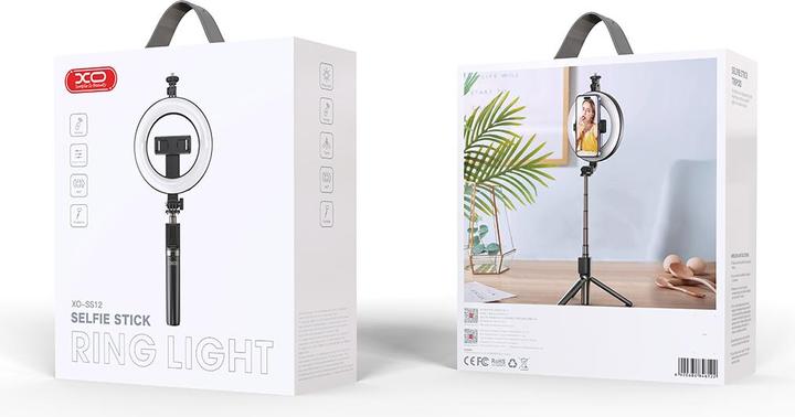 Produktbild xO Selfie-Stick Bluetooth-Stativ SS12 schwarz 95cm mit LED-Lampe