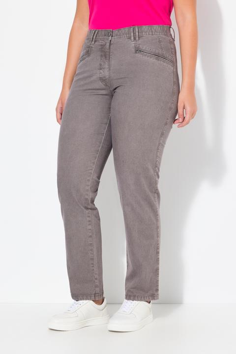 Immagine prodotto Ulla Popken Pantaloni elasticizzati modello Mony con taglio della gamba conico e tasche con zip (60)