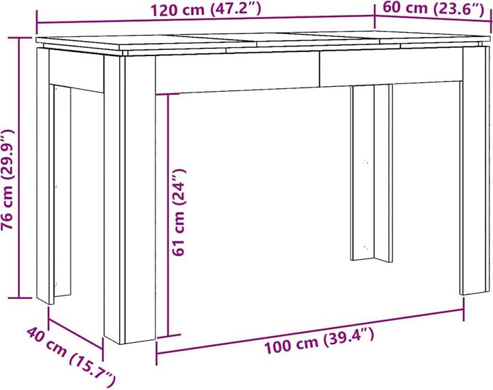 Produktbild VidaXL Esstisch Altholz-Optik 120x60x76 cm Holzwerkstoff (120 x 60 x 76 cm)