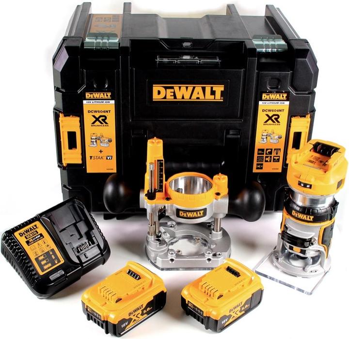 Actual product image DeWalt DCW 604 P2 Battery combi-moulder 18V 55 mm + 2x battery 5.0Ah + charger + TSTAK