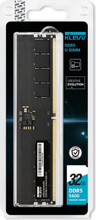 Productafbeelding Klevv 32GB (1x 32GB) 5600MT/s DDR5 OEM UDIMM (1 x 32GB, DDR5 RAM, DIMM 288 pin)