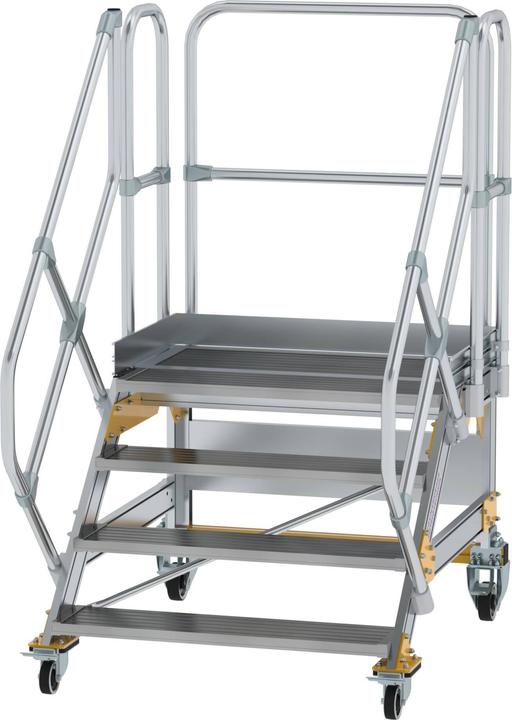 Produktbild Munk Plattformtreppe 45° fahrbar Stufenbreite 1000mm 4 Stufen Aluminium geriffelt (Plattformleiter, 100 cm)