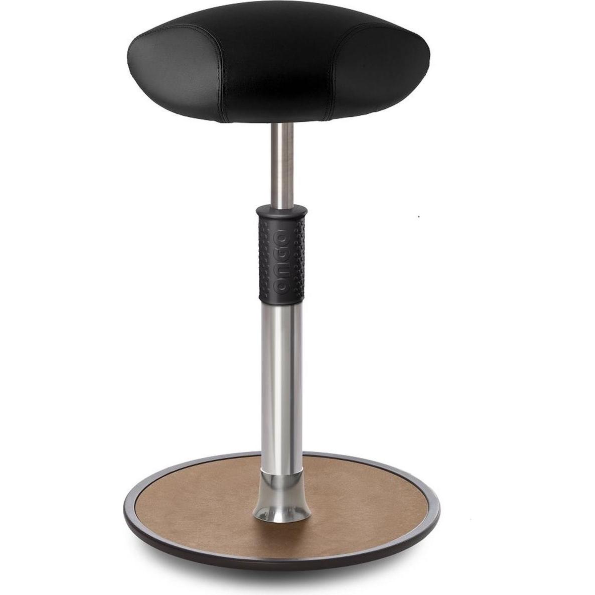 Ongo, Bürostuhl, Sitz- Stehhocker Free Tall Triangel skai Kunstleder schwarz Chrom /Natur