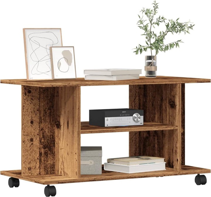 Produktbild VidaXL TV Regal TV Schrank Lowboard Fernsehtisch mit Rollen Altholz-Optik (80 x 40 x 45 cm)