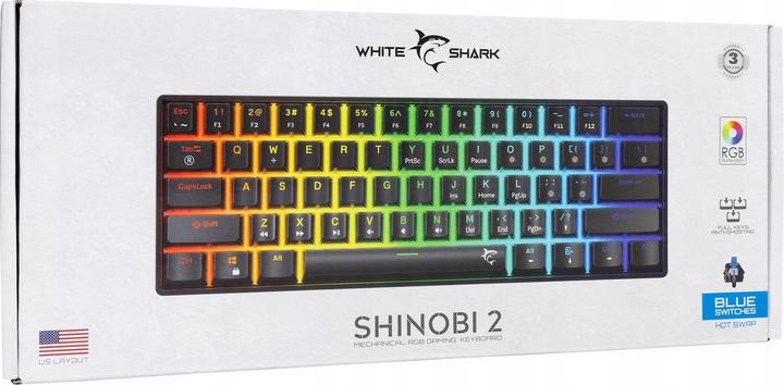 Actual product image White Shark GK-004121 Shinobi-2 Blue Switch, Black US (US, Cable)