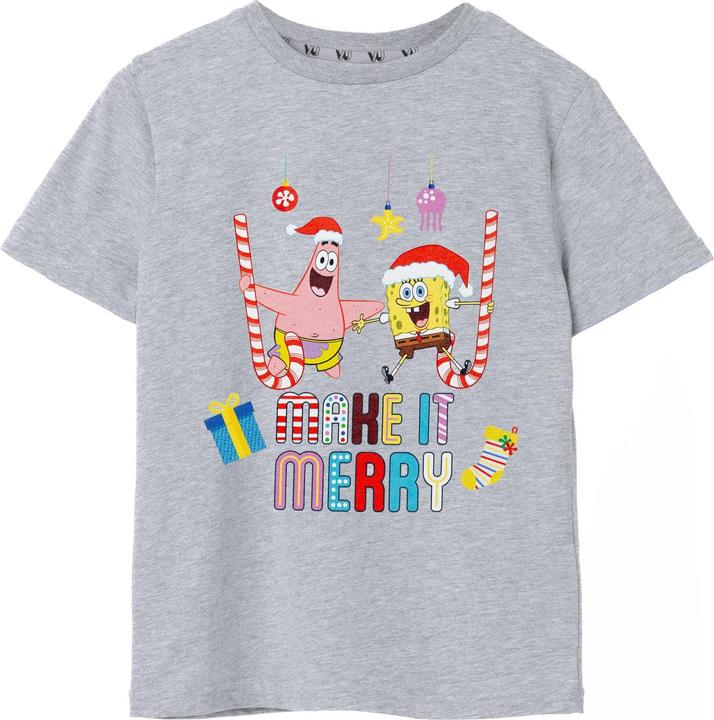 Immagine prodotto Spongebob Squarepants Make It Merry Maglietta Natale Ragazzi (128)