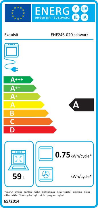 Energie-Label Exquisit Einbauherdset EHE246-020SET, schwarz,Ober+Unterhitze (59.50 cm, Elektrokochfeld)