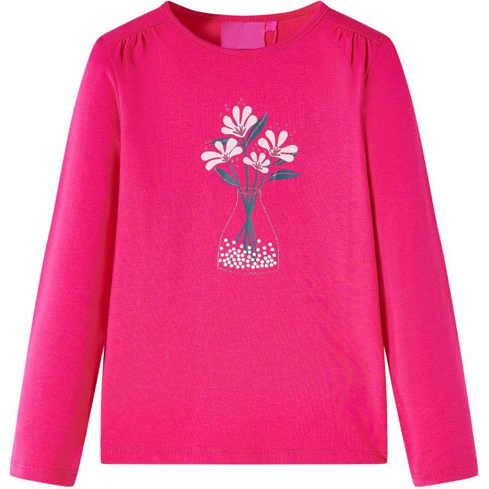 VidaXL, Unisex, Shirt, Kinder-Langarmshirt Knallrosa 104,Material: 95 % Baumwolle, Rosa, (104)