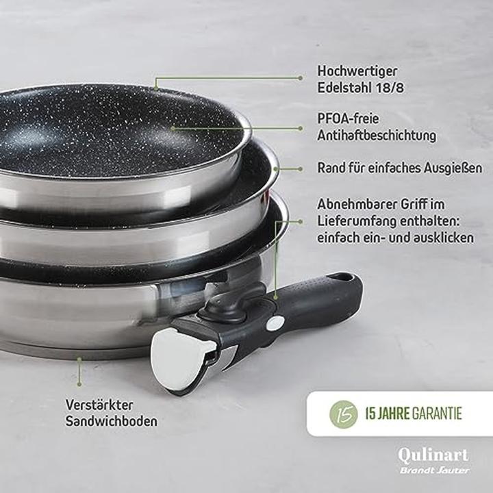Produktbild Evok Qulinart by Brandt 194-002 Pfannen-Set 3teilig (Pfannenset + Topfset, Edelstahl)