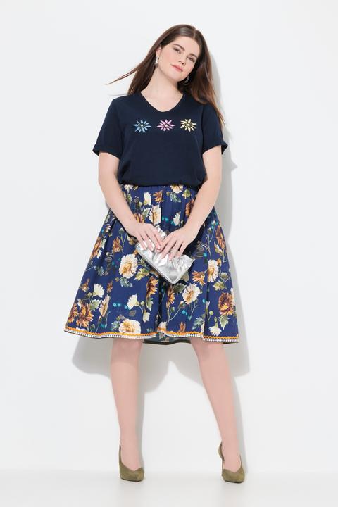 Immagine prodotto Ulla Popken Gonna in tradizionale stile Tracht con taglio svasato, cintura elastica, laccetti e pizzo (48)