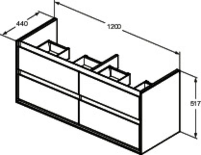 Produktbild Ideal Standard Waschtischunterschrank Connect Air wei matt 120 cm E0822B2 (120 x 44 x 52 cm)