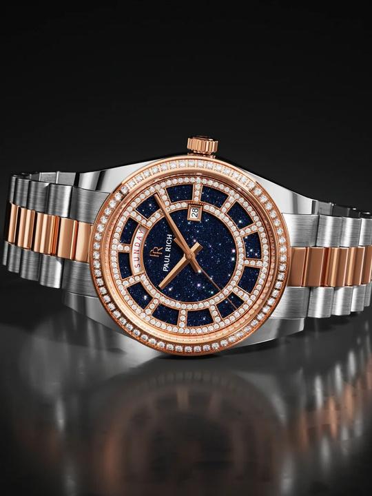 Produktbild Paul Rich PR-47456 Herrenuhr Crown Legacy Silver Rose Gold Aventurine Blue 40mm 5ATM (Analoguhr, 40 mm)
