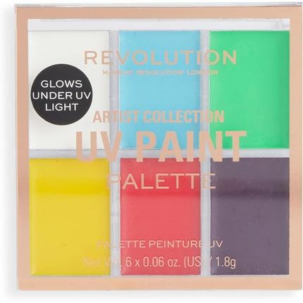 Makeup Revolution London Artist Collection UV Face Paint Palette 6 Bright Shades Water Activated For