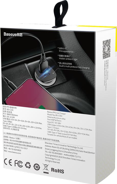 Productafbeelding Baseus Vierkante metalen autolader
