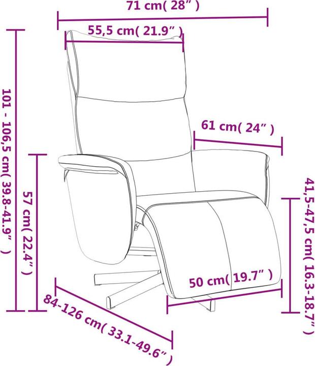 Produktbild vidaXL Relaxsessel mit Fussteil Creme Kunstleder,Farbe