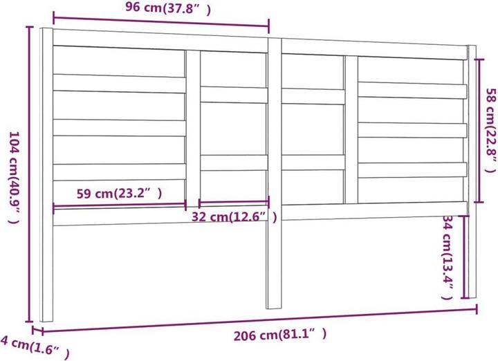 Image du produit vidaXL Bettkopfteil (206 x 4 x 104 cm)