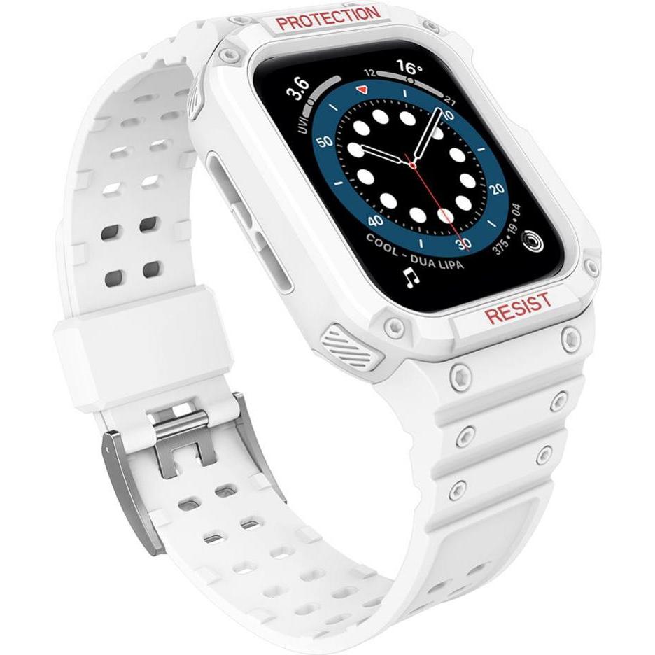 Hurtel Protect Strap Band Band with Case for Apple Watch 7 / SE (41/40 / 38mm) Case Armored Watch Cover Whi, Uhrenarmban...