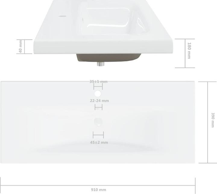 Actual product image vidaXL Becken (390 mm, 1010 mm)