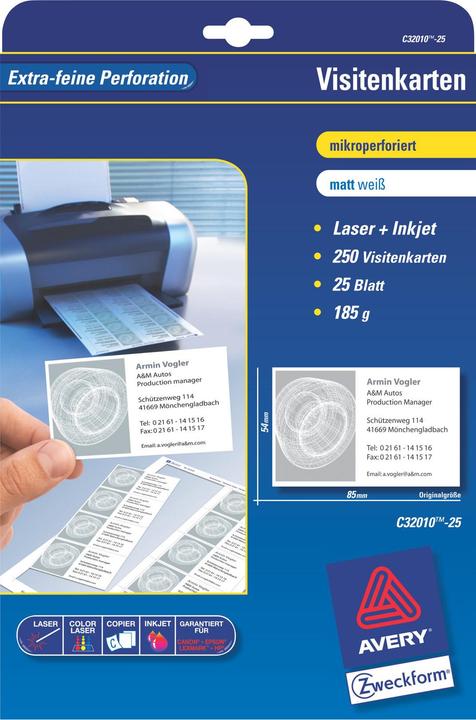 Produktbild Avery Klassisch (185 g/m², 250 x, A4)