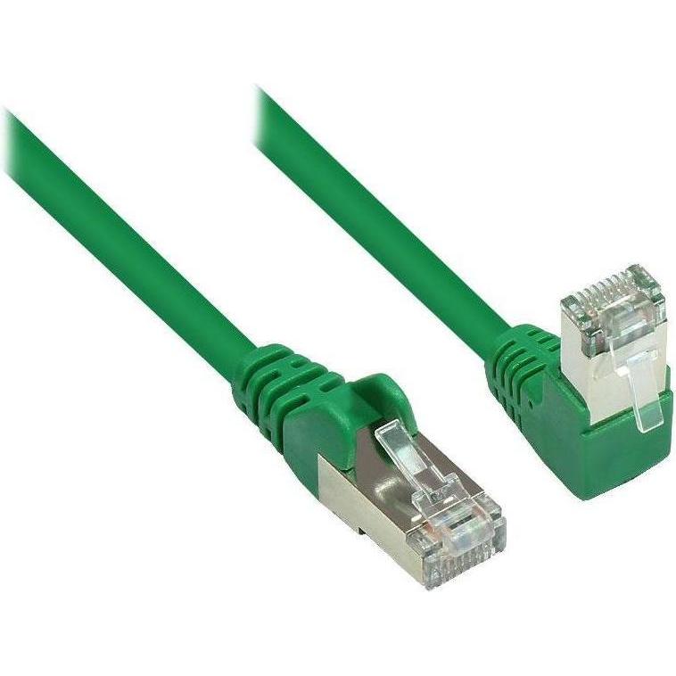 Varia Patchkabel, Cat. 6, S/FTP, PiMF, einseitig 90° nach unten gewinkelt, grün, 0,5m (S/FTP, CAT6, 0.50 m), Netzwerkkab...