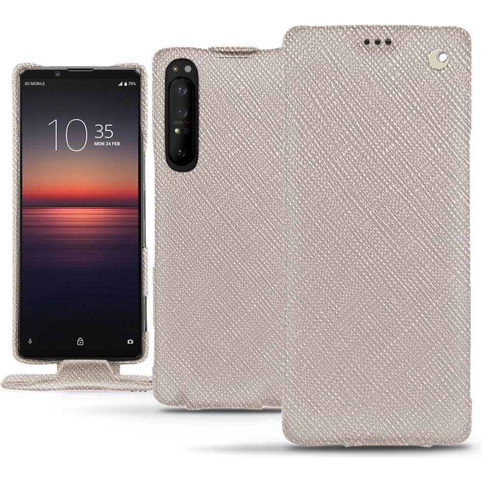 Noreve Lederschutzhülle vertikal (Sony Xperia 1 II), Smartphone Hülle, Beige