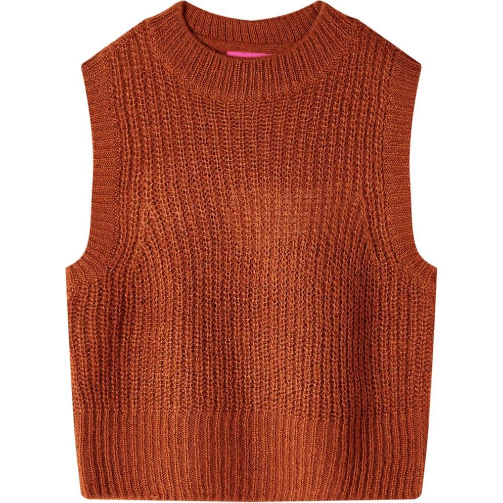 VidaXL, Jungen, Weste, Kinder-Pulloverweste Gestrickt Cognac 104,Material: 67, Braun, (104)