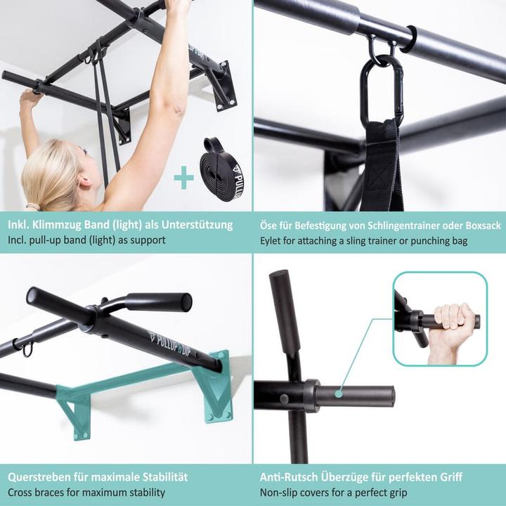 Image du produit Pullup & Dip Klimmzugstange Wand inkl. Klimmzug Band + Schrauben