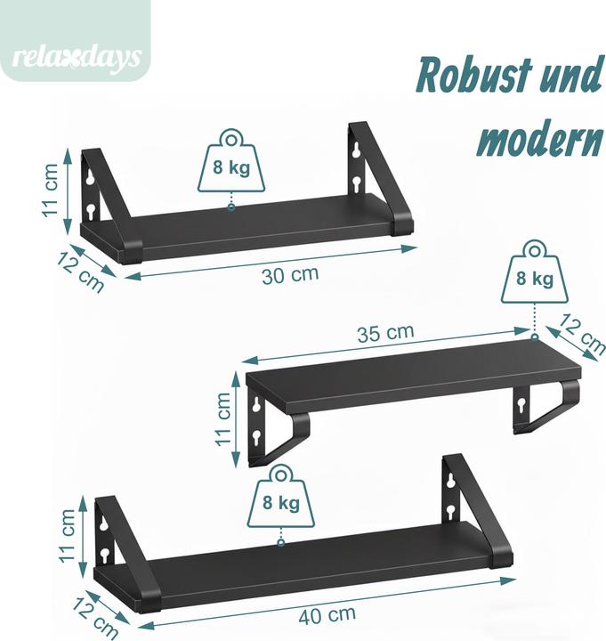 Produktbild Relaxdays Wandregal-Set (40 x 12 x 11 cm)