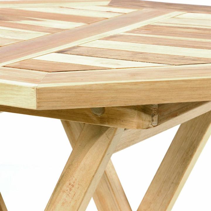 Produktbild VCM Gartenmöbel Sitzgruppe Garnitur Tisch achteckig Ø60cm Teak Holz natur (46 cm)