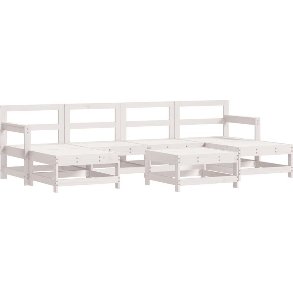 VidaXL, Gartenlounge, 7-tlg. Garten-Lounge-Set Weiss Massivholz Kiefer,Farbe