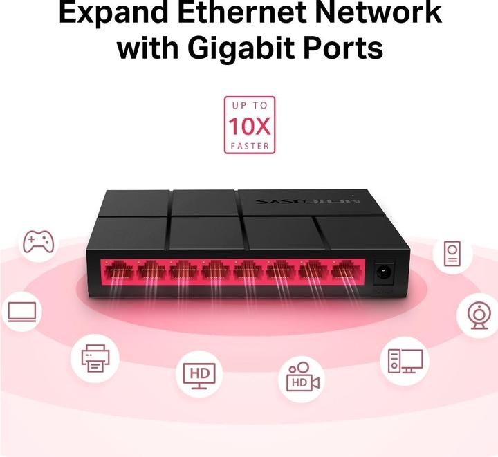 Immagine prodotto Mercusys Interruttore di rete MS108G Gigabit Ethernet non gestito (10/100/1000) (8 porte)