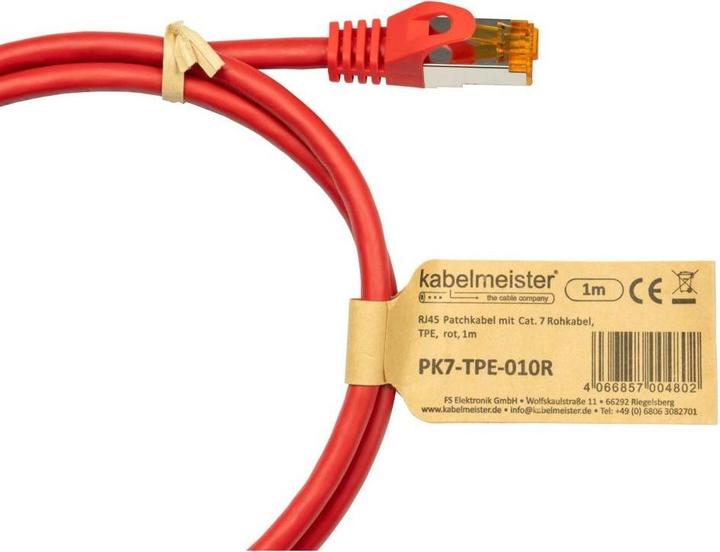 Produktbild Varia Patchkabel Cat. 7 TPE rot 10m – Netzwerkkabel flexibel (S/FTP, CAT7, 10 m)
