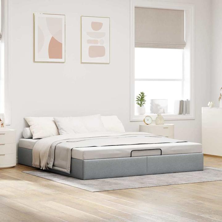 VidaXL Ottoman-Bett ohne Matratze Hellgrau 160x200 cm Stoff (160 x 200 cm)