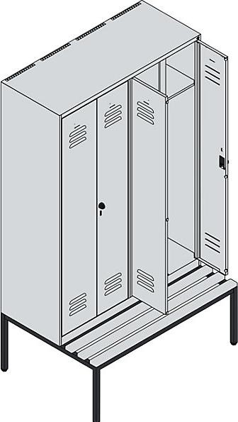 Produktbild C+P Schwarz-Weiss-Spind Classic PLUS Sitzbank (120 cm, 212 cm)