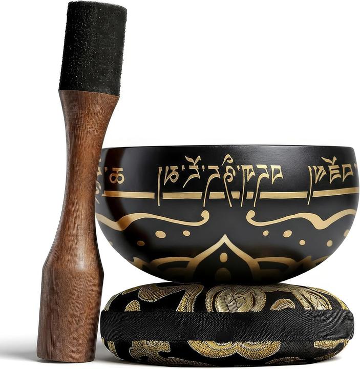 Silent Mind Tibetisches Klangschalen-Set mit Klöppel & Kissen (Singing bowl)