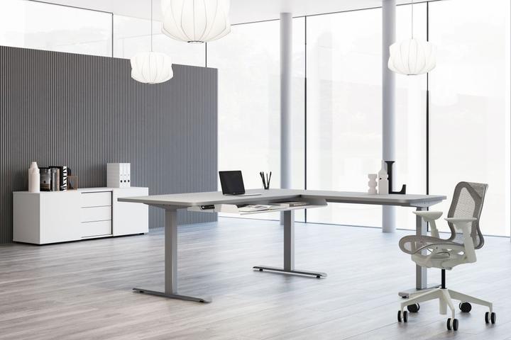 Produktbild Kerkmann Move 3 Premium höhenverstellbarer Schreibtisch lichtgrau rechteckig (180 x 80 x 72 cm)
