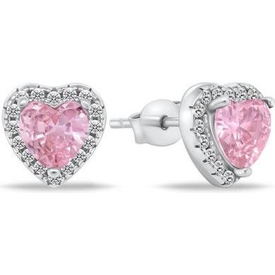 Brilio, Ohrringe, Silver - Romantic silver earrings with zircons Hearts EA901WP