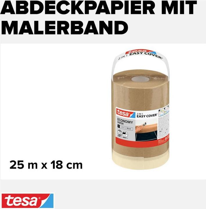 Produktbild tesa EASY COVER Malerfolie UNIVERSAL, aus Papier, Refill Nachfüllrolle