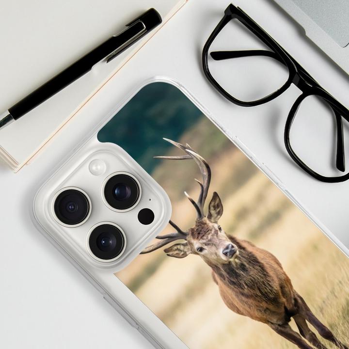 Produktbild DeinDesign Silikon Hülle für Apple iPhone 15 Pro Max Handyhülle Case Smartphone Schutzhülle Hirsch Wald Wiese (Apple iPhone 15 Pro Max)