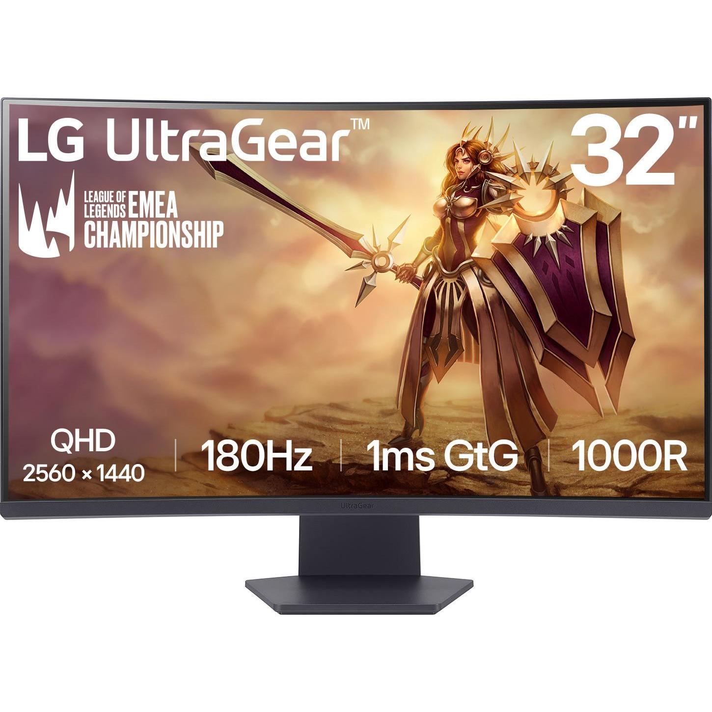 LG UltraGear 32GS60QC-B (2560 x 1440 Pixel, 31.50"), Monitor, Schwarz